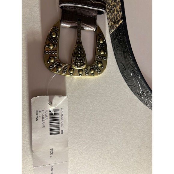 Chicos genuine leather belt 79984 Leopard Print Embossed Leather and Brass NWT - Picture 2 of 10